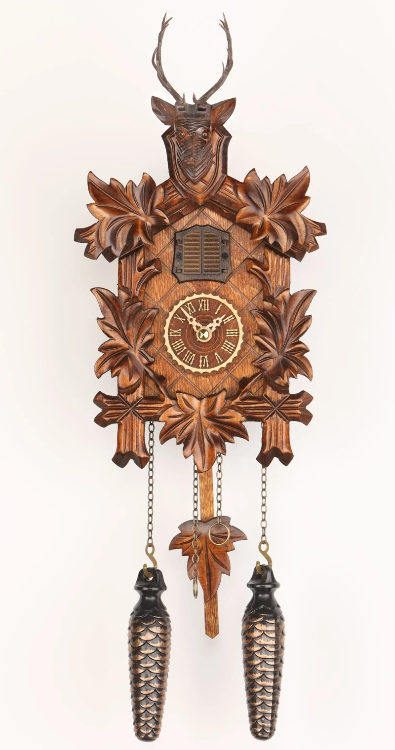 Quartz Cuckoo Clock5 Leaves, Head Of A Deer TU 371 Q 3 Quartz Cuckoo Clock5 Leaves, Head Of A Deer TU 371 Q