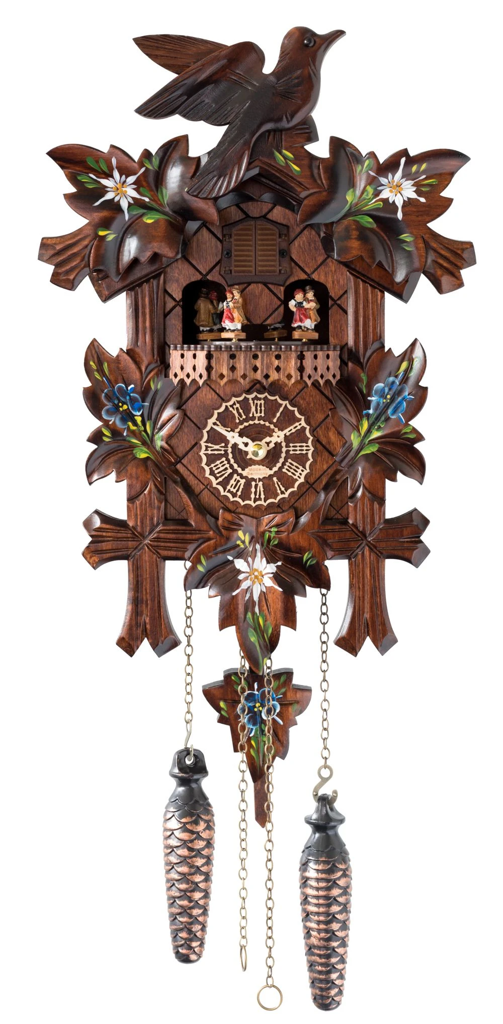 Quartz Cuckoo Clock5 Leaves, Birds, With Music And Moving Dancers 3 Quartz Cuckoo Clock5 Leaves, Birds, With Music And Moving Dancers