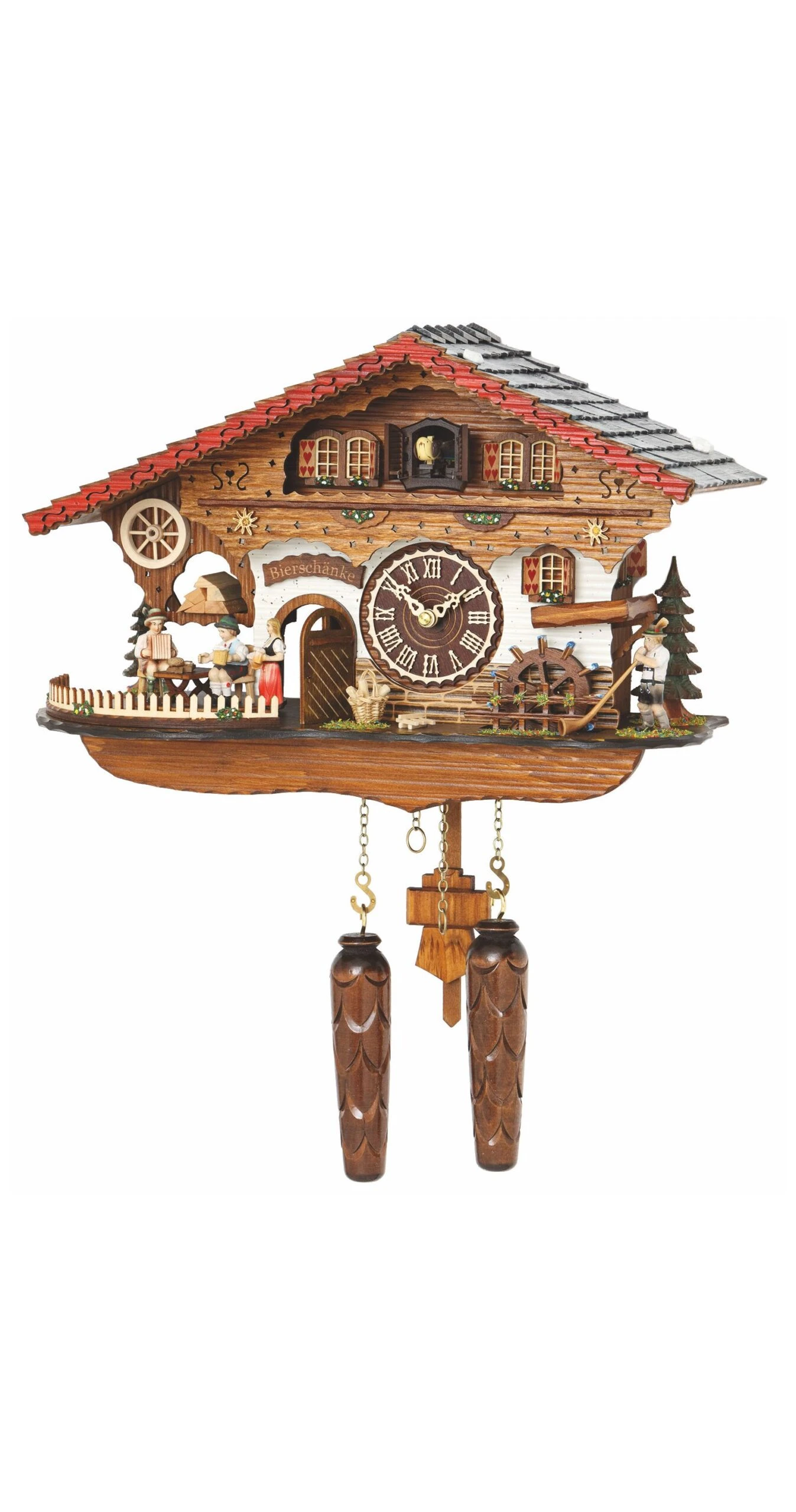 Quartz Cuckoo ClockBlackForest House With Moving Waitress And Turning Mill Wheel, With Music TU 4210 QMT HZZG 3 Quartz Cuckoo ClockBlackForest House With Moving Waitress And Turning Mill Wheel, With Music TU 4210 QMT HZZG