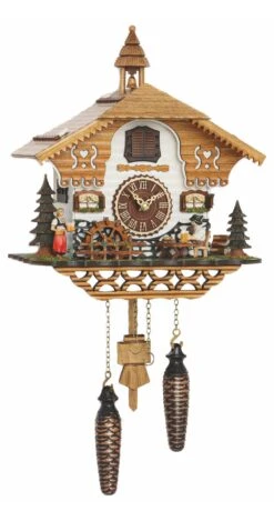 Quartz Cuckoo ClockBlack Forest House With Moving Beer Drinker And Mill Wheel, With Music TU 4214 QM
