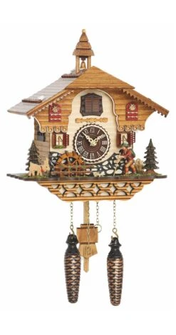 Quartz Cuckoo ClockBlack Forest House With Music, Moving Wanderer And Mill-wheel TU 4216 QM