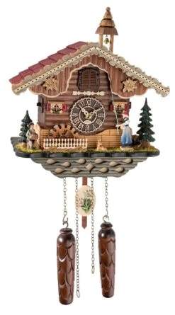 Quartz Cuckoo ClockBlack Forest House, Turning Mill-wheel And Movingbell Ringer