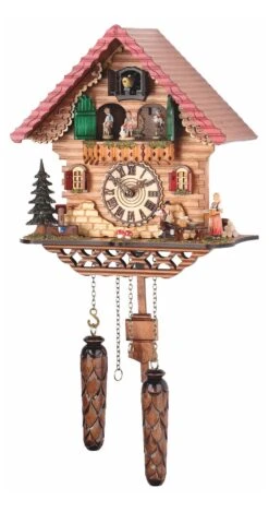 Quartz Cuckoo ClockBlack Forest House With Music, Turning Dancers TU 474 QMT HZZG