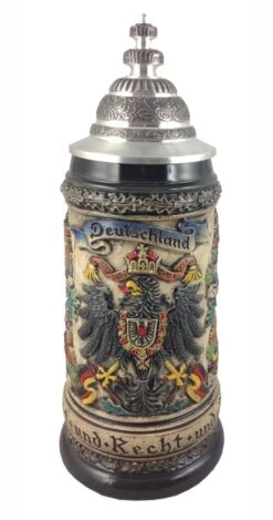 German Beer Stein Pewter Deutschland Eagle Stein 0.5 Liter Tankard, Beer Mug ZO 1403/906