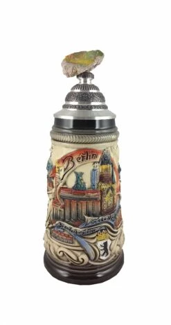 German Beer Stein Berlin Panorama Stein, Wallpiece On Solid Pewter Plateau Lid 0.5 Liter Tankard, Beer Mug ZO 1744-9013