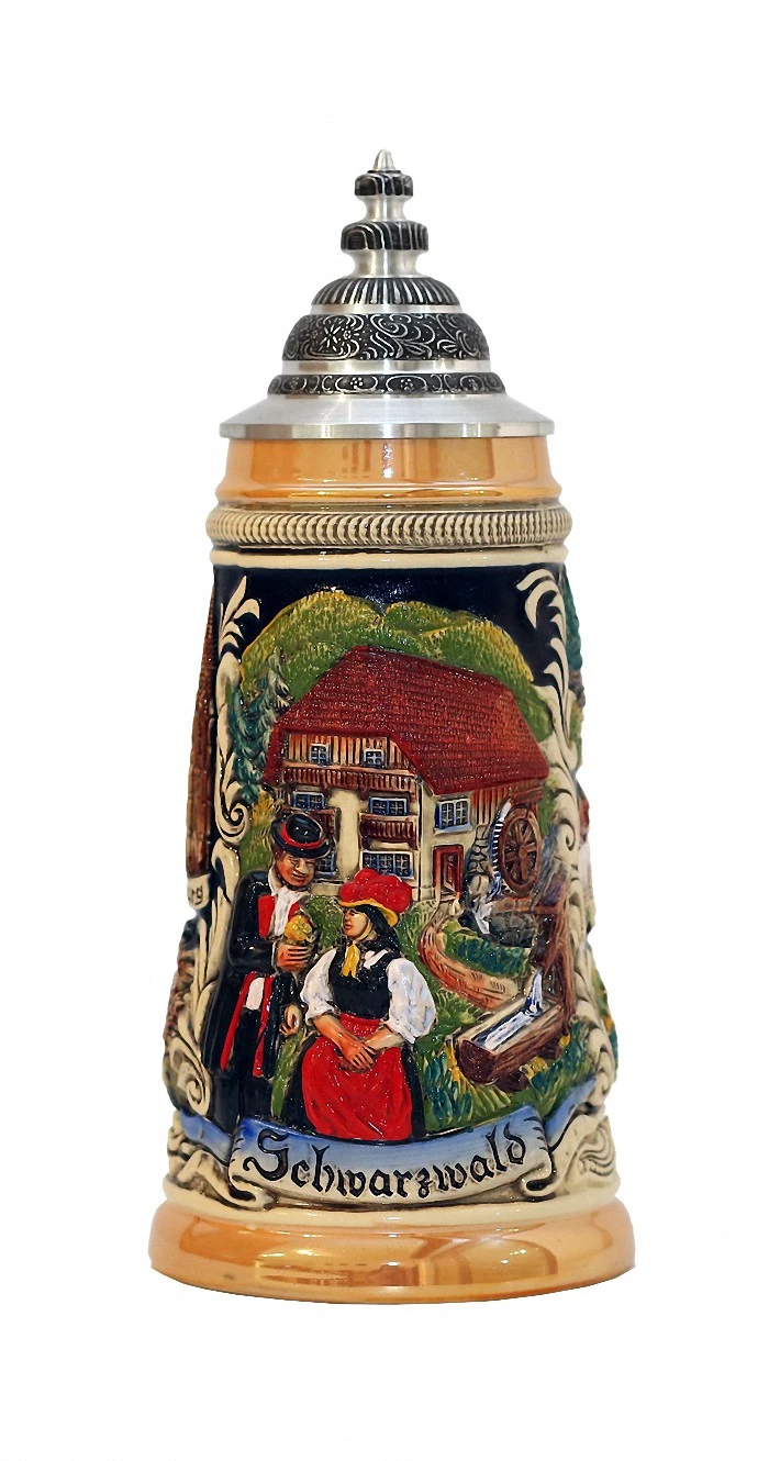 German Beer Stein Black Forest Panorama With Ptd. Pewter Lid, 0.5 Liter Tankard, Beer Mug ZO 1749-996 3 German Beer Stein Black Forest Panorama With Ptd. Pewter Lid, 0.5 Liter Tankard, Beer Mug ZO 1749-996