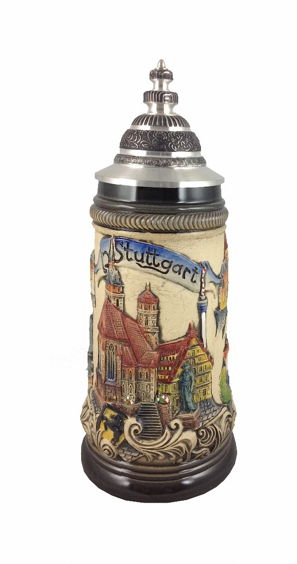 German Beer Stein Stuttgart Panorama Stein 0.5 Liter Tankard, Beer Mug ZO 1838/906 3 German Beer Stein Stuttgart Panorama Stein 0.5 Liter Tankard, Beer Mug ZO 1838/906