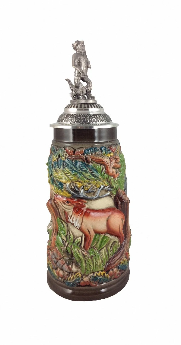 German Beer Stein Relief Stein Wildlife 0.5 Liter Tankard, Beer Mug ZO 1903/9013 3 German Beer Stein Relief Stein Wildlife 0.5 Liter Tankard, Beer Mug ZO 1903/9013