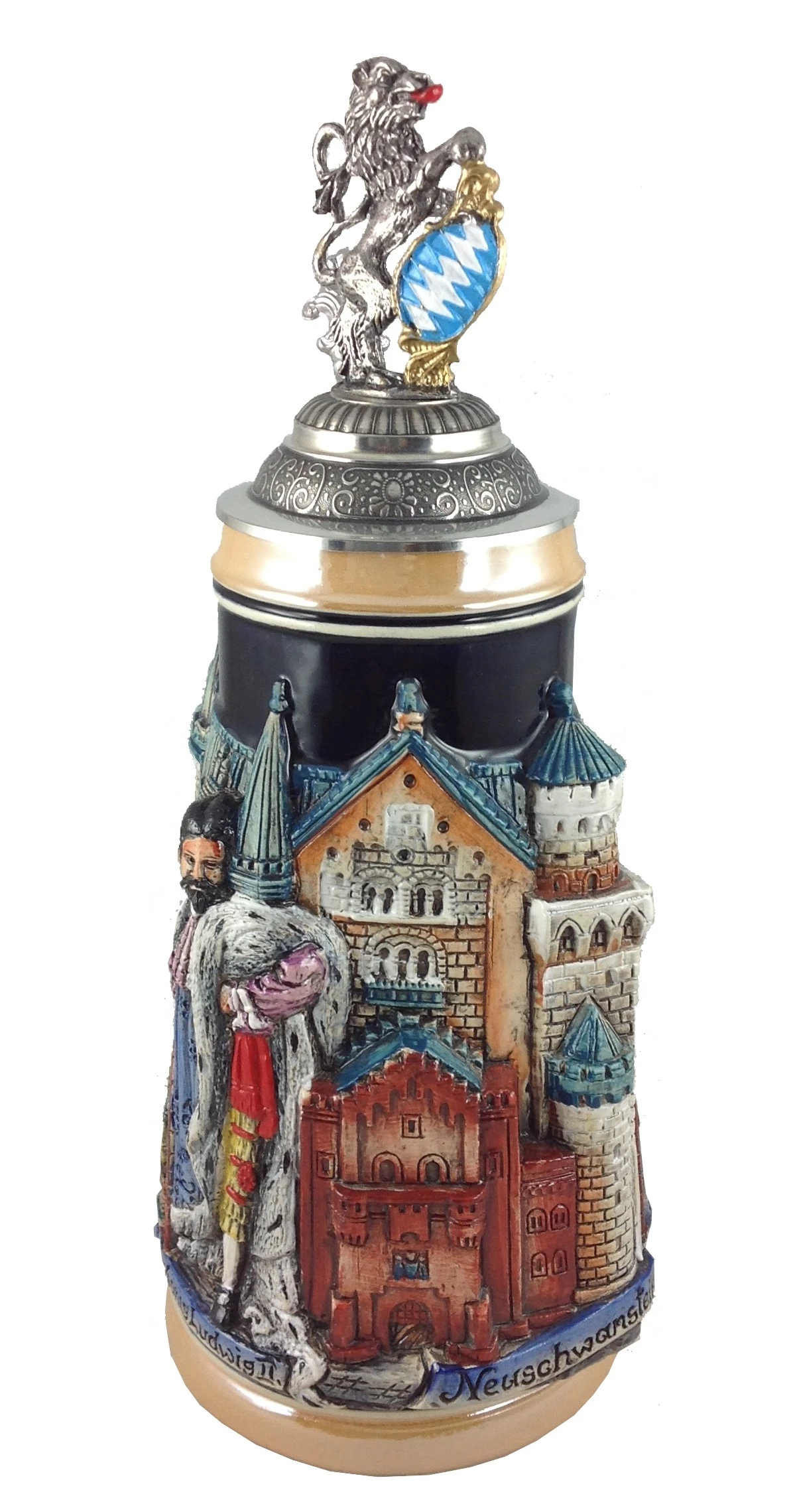 German Beer Stein Neuschwanstein 1 Liter Tankard, Beer Mug ZO 1998/9910 3 German Beer Stein Neuschwanstein 1 Liter Tankard, Beer Mug ZO 1998/9910